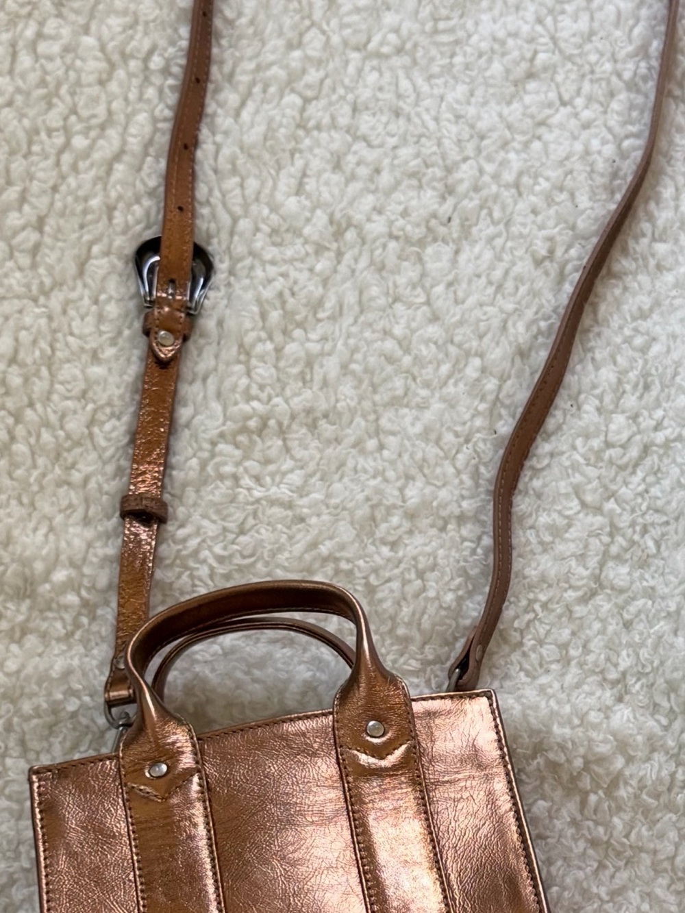 Tecovas Copper Cowhide Metallic Gold Crossbody Tote